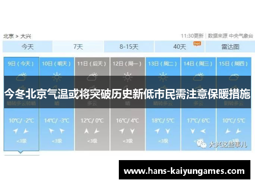 今冬北京气温或将突破历史新低市民需注意保暖措施