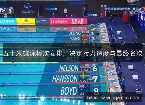 五十米蝶泳棒次安排，决定接力速度与最终名次